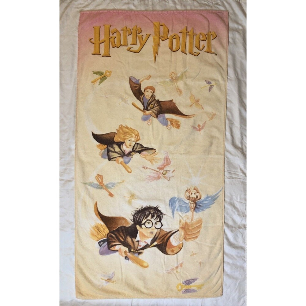Vintage Harry Potter Cotton Beach Towel 28” X 54” Warner Bros 2000 - READ